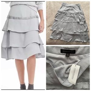 Banana Republic Tiered Gray Midi Skirt.